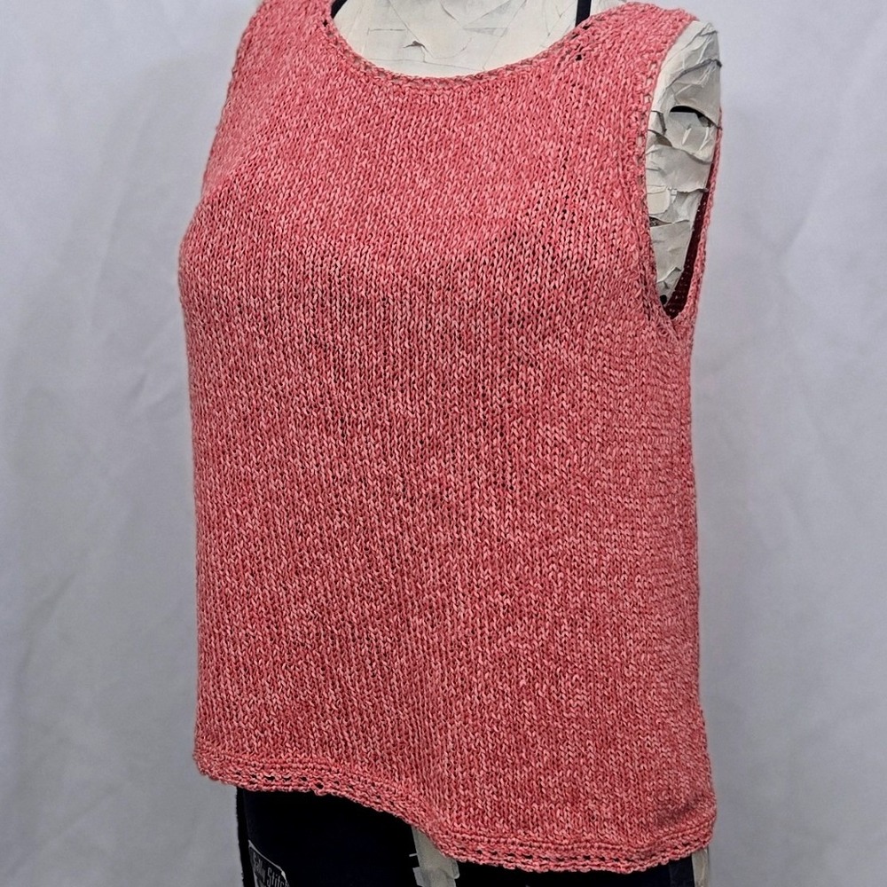 Vintage Sigrid Olsen Sport Pink Open Knit Tank Top Large‎ L 90s Coastal Granny